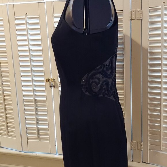 Vintage Black Halter Cocktail Dress Beautifully Embellished 4 - Picture 6 of 8